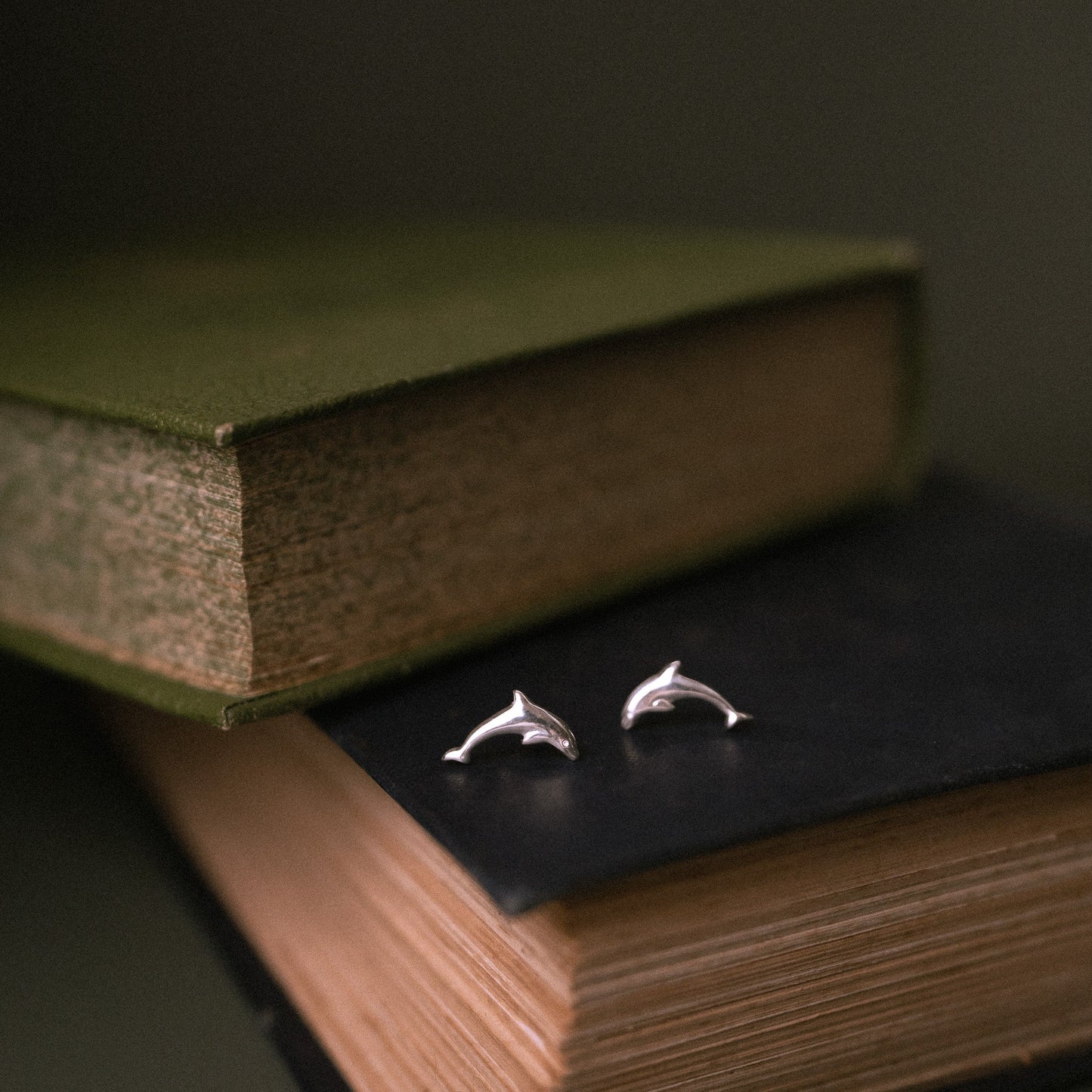 Silver Dolphin Stud Earrings