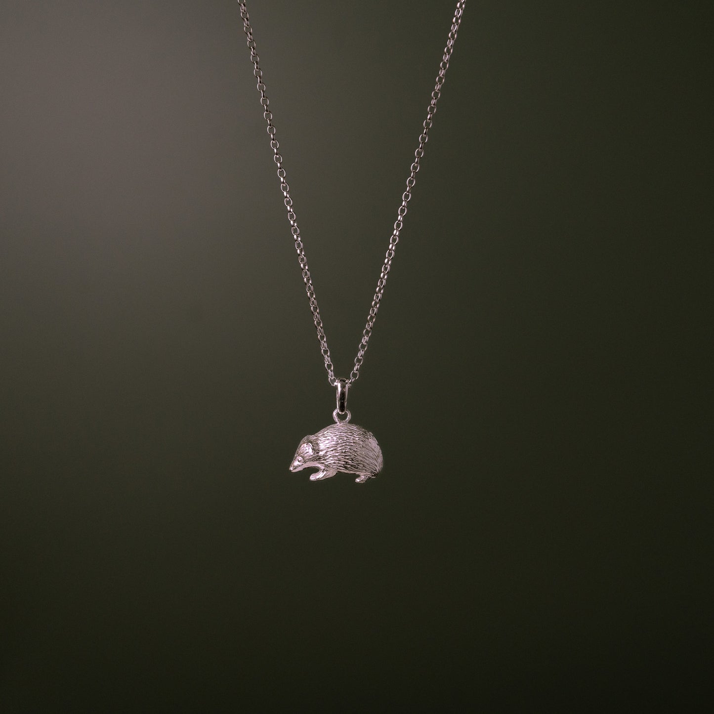 Hedgehog Small Silver Charm Necklace