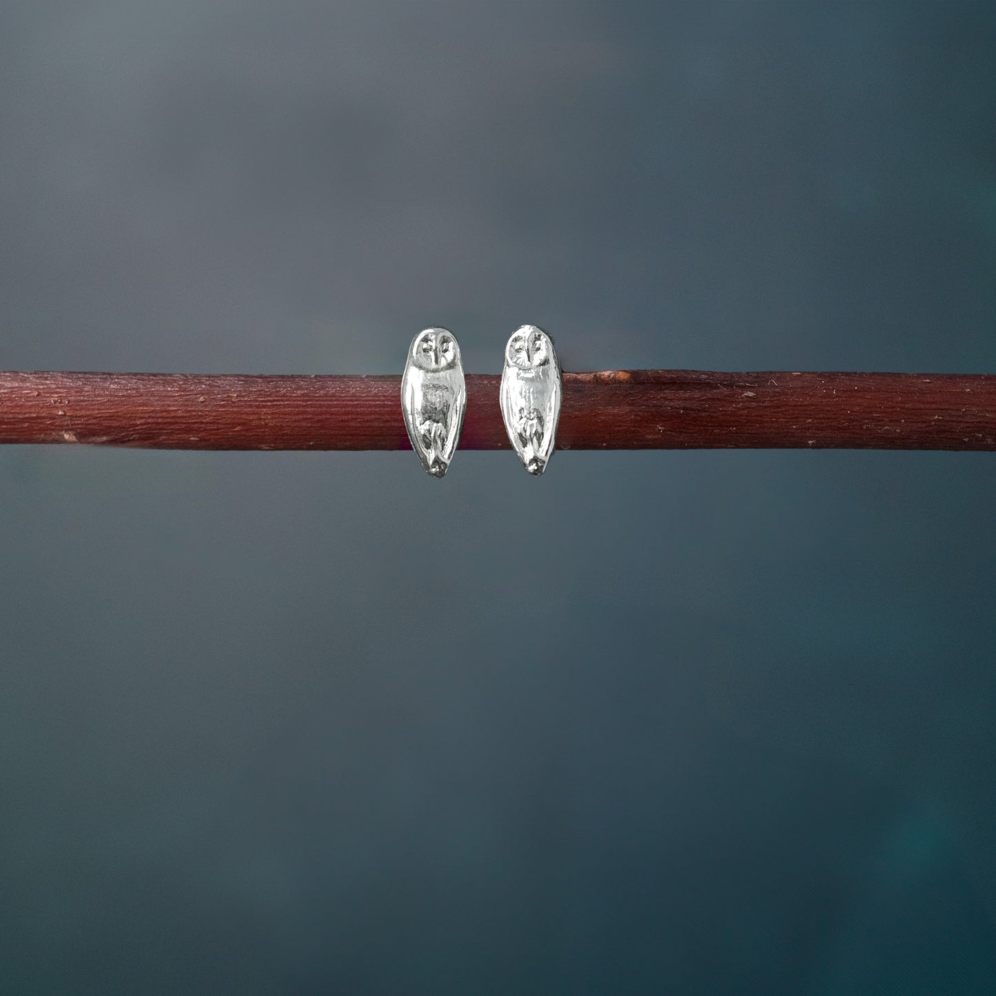 Barn Owl Silver Stud Earrings