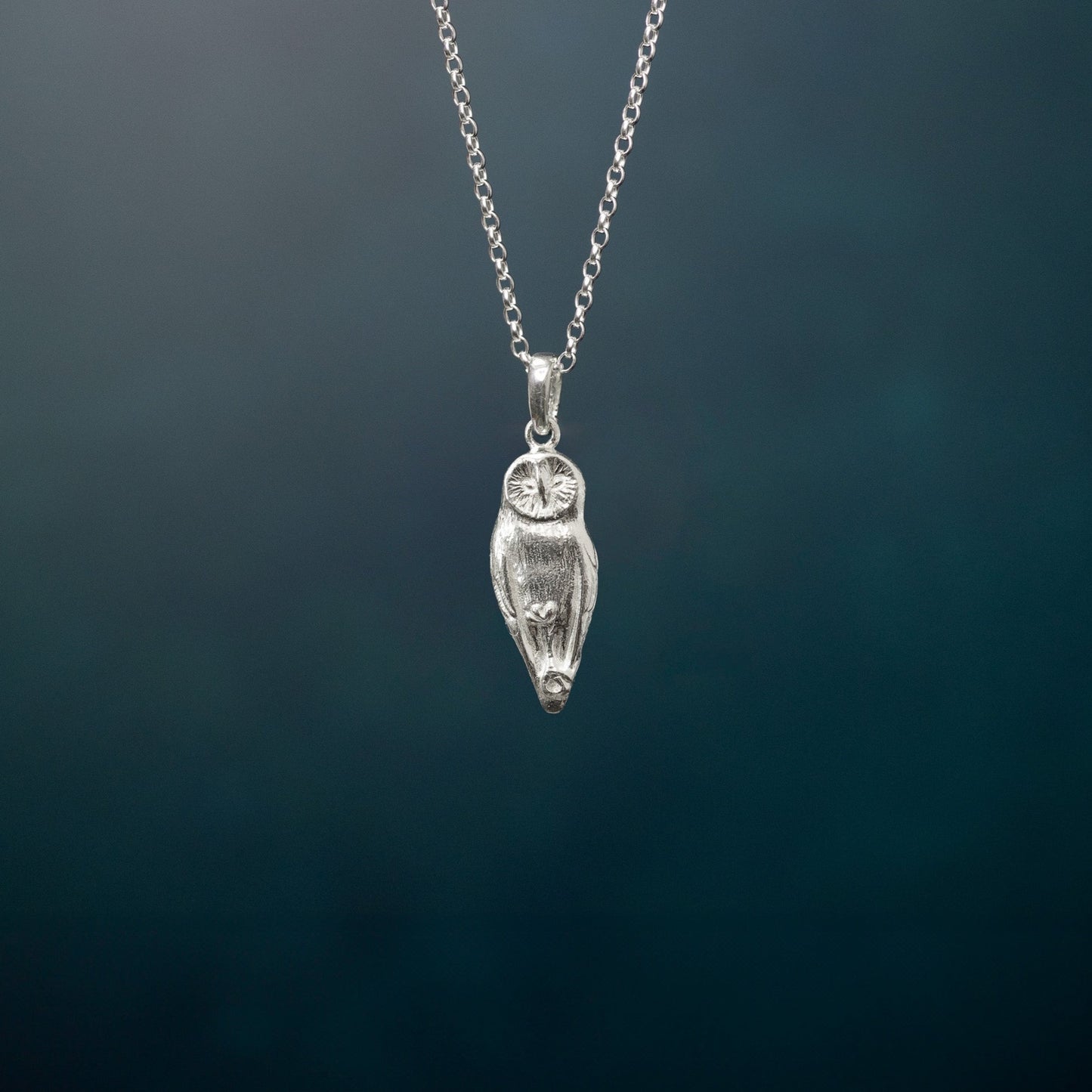Sterling Silver Barn Owl Pendant Necklace