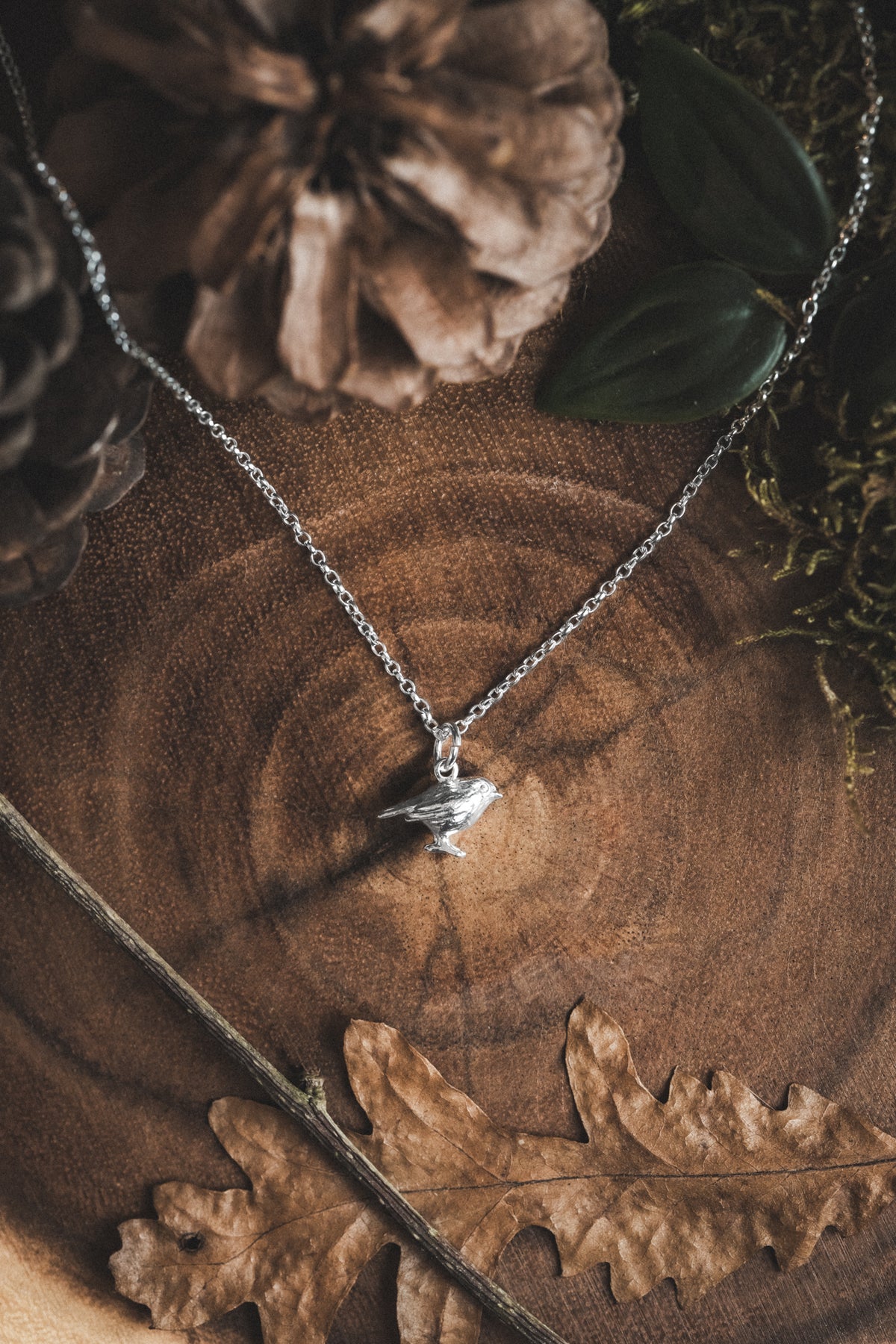 Sterling Silver Robin Charm Necklace