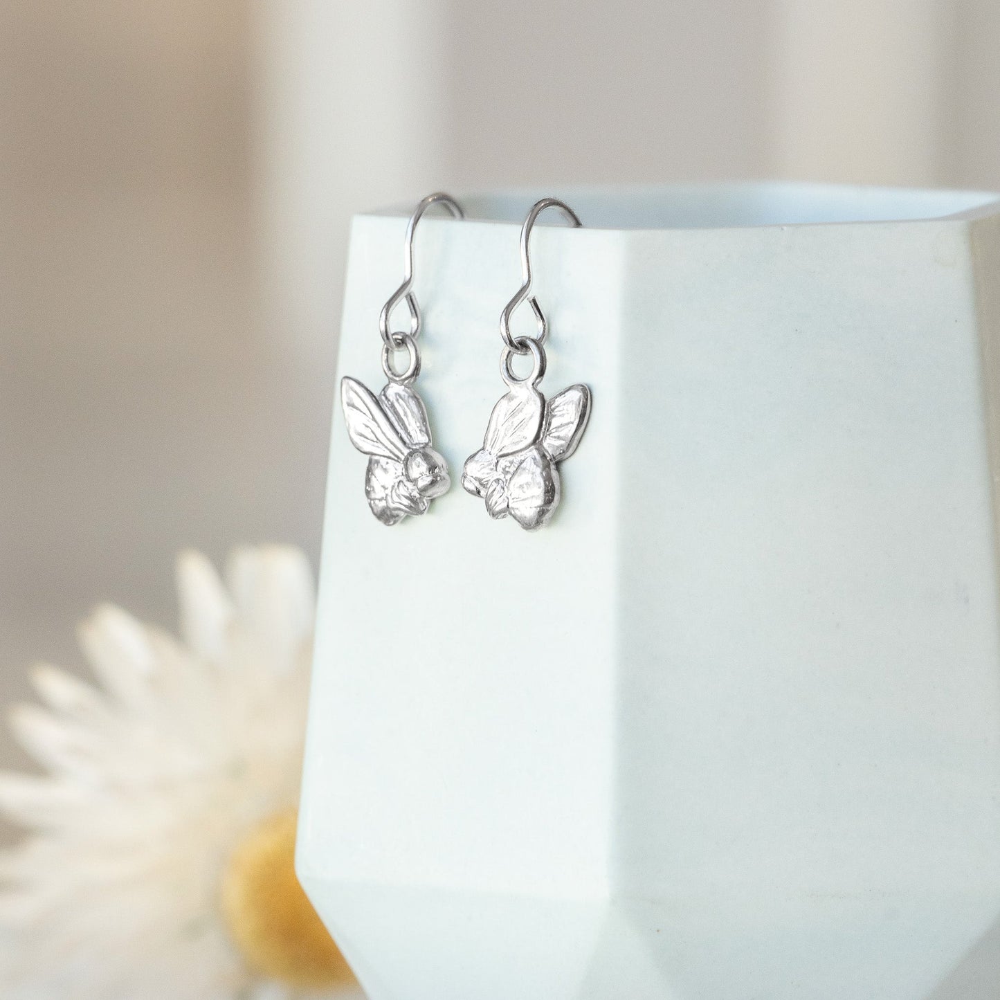 Sterling Silver Bumble Bee Dangle Earrings