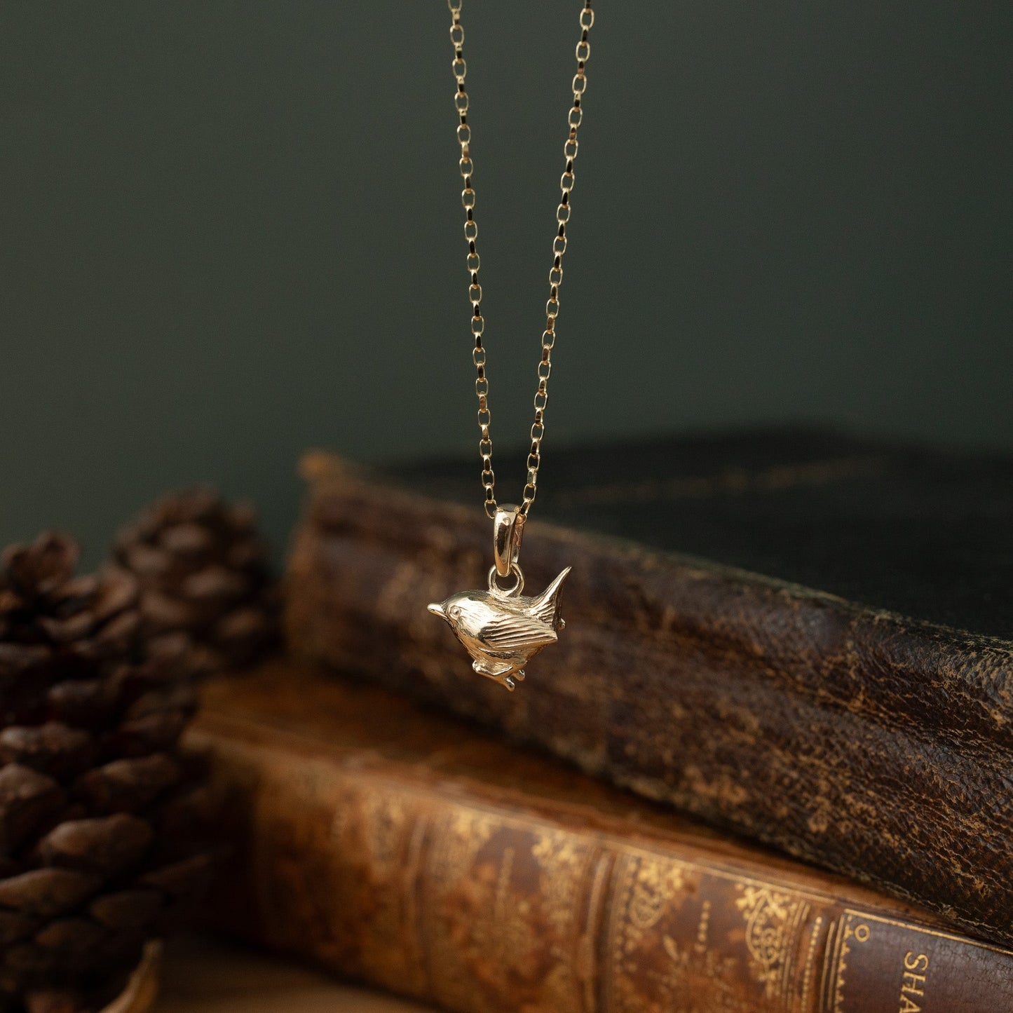 Gold Wren Pendant Necklace