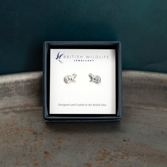 Silver Otter Stud Earrings