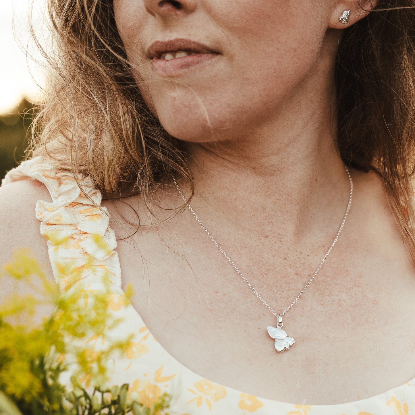 Sterling Silver Bumble Bee Pendant Necklace