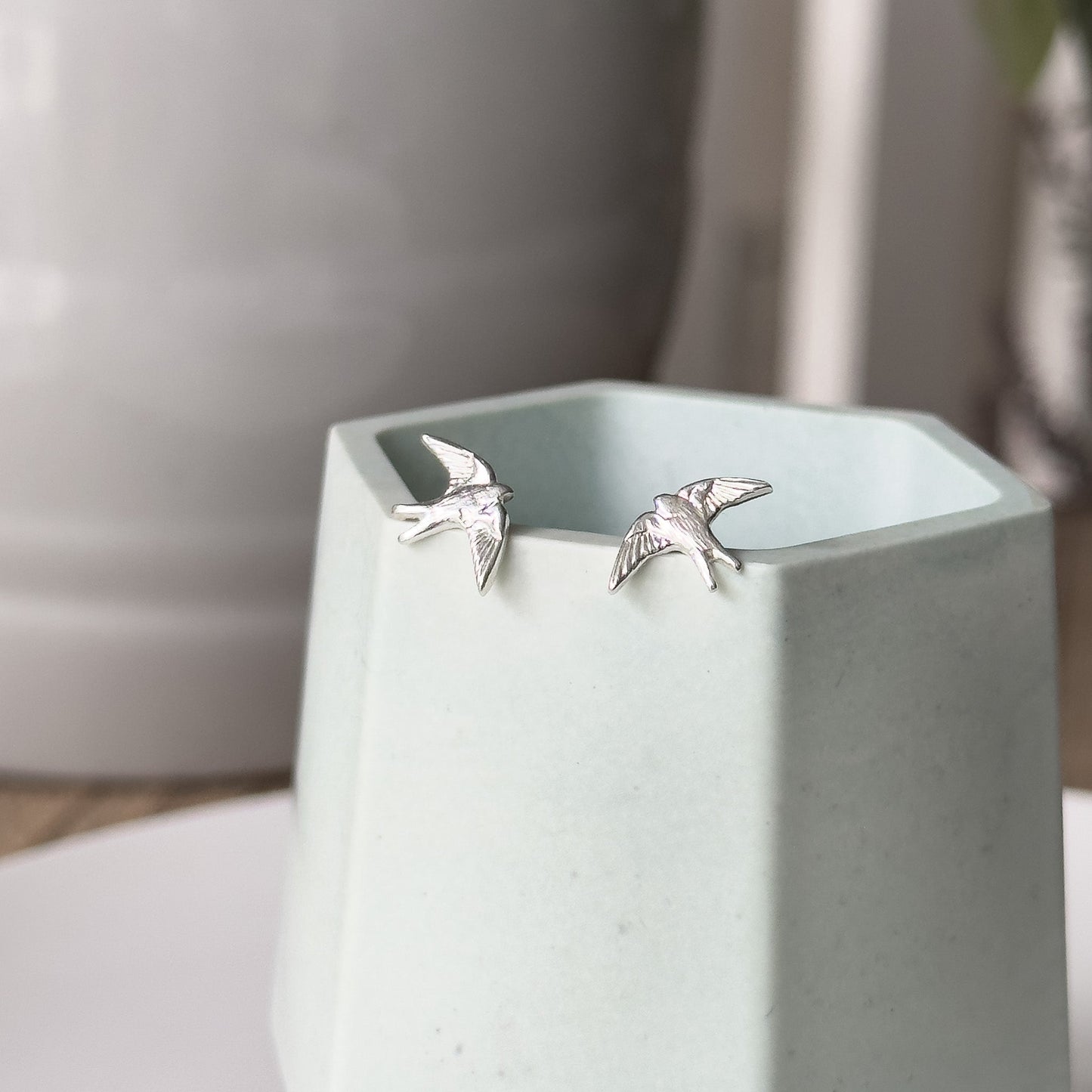 Sterling Silver Swallow Stud Earrings