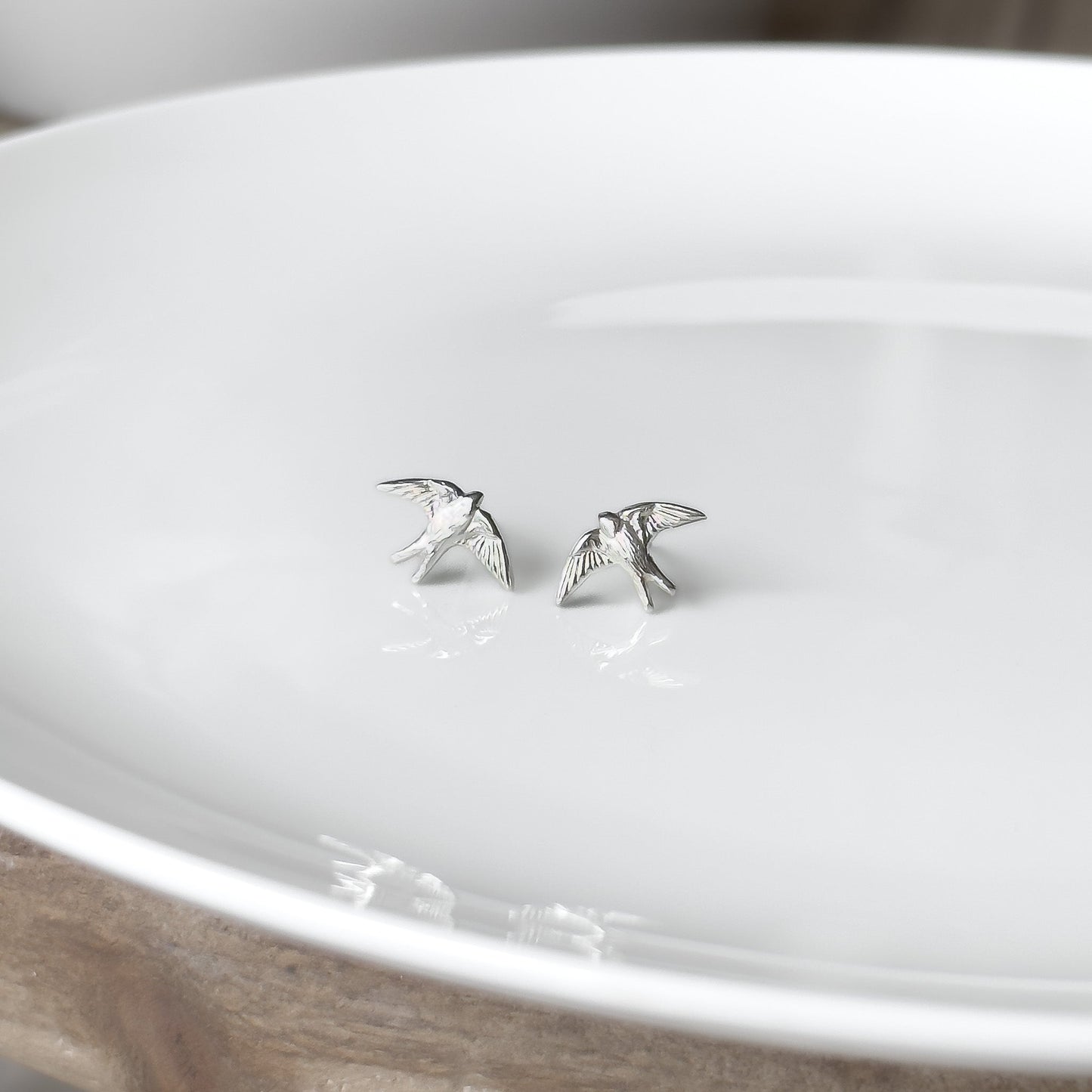 Sterling Silver Swallow Stud Earrings