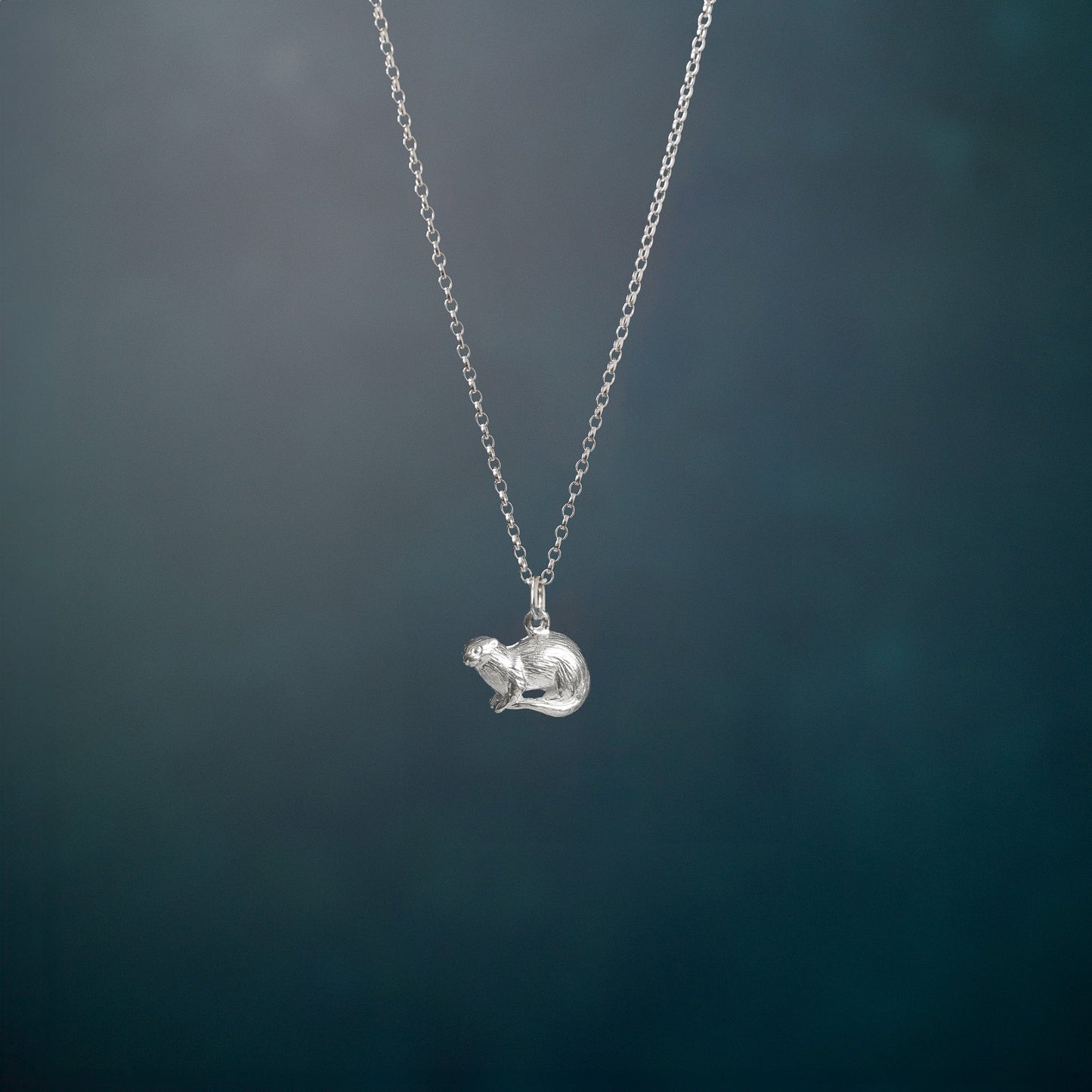 Sterling Silver Small Otter Charm Necklace