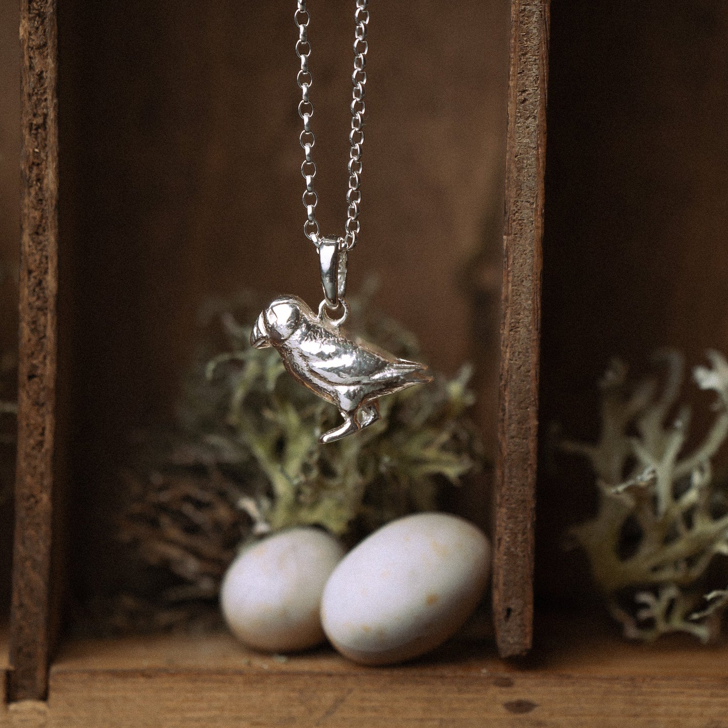 Sterling Silver Puffin Pendant Necklace