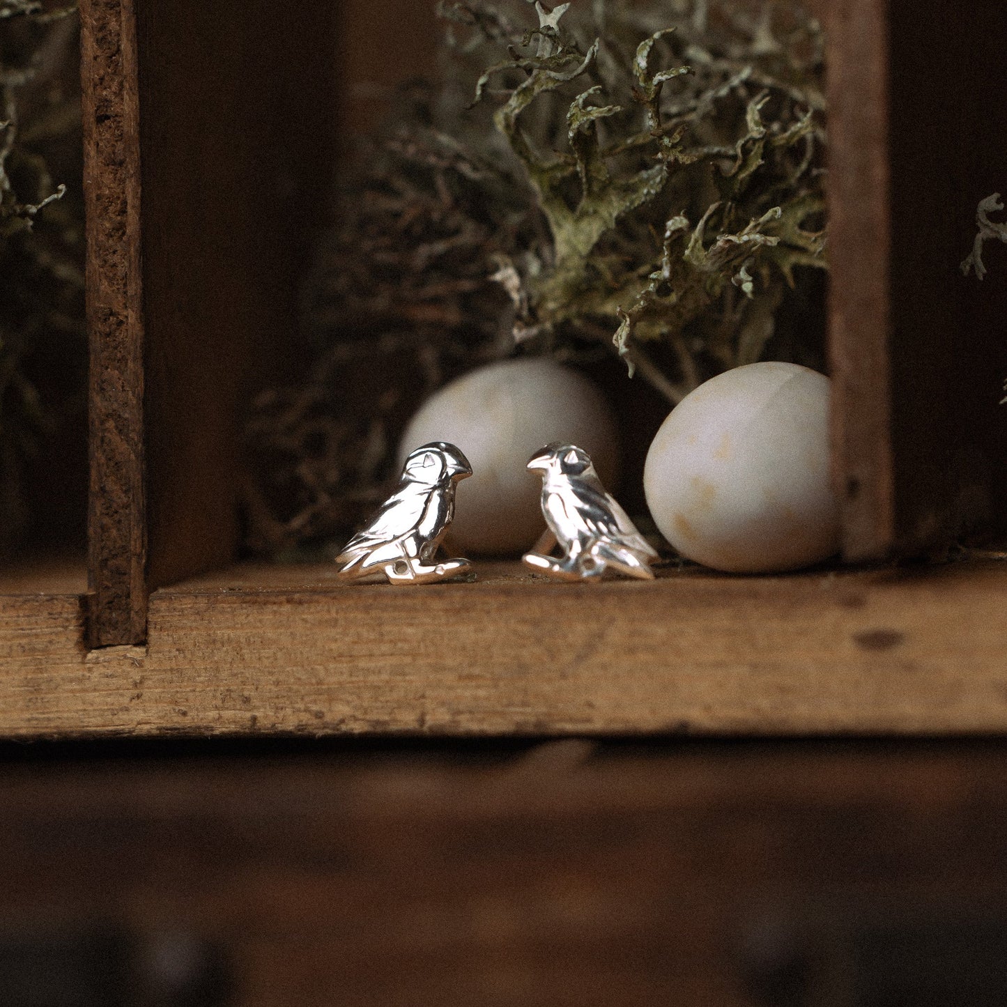 Sterling Silver Puffin Stud Earrings