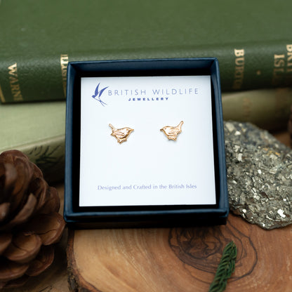 Gold Wren Stud Earrings