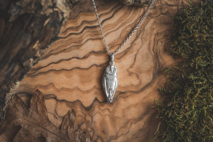 Sterling Silver Barn Owl Pendant Necklace