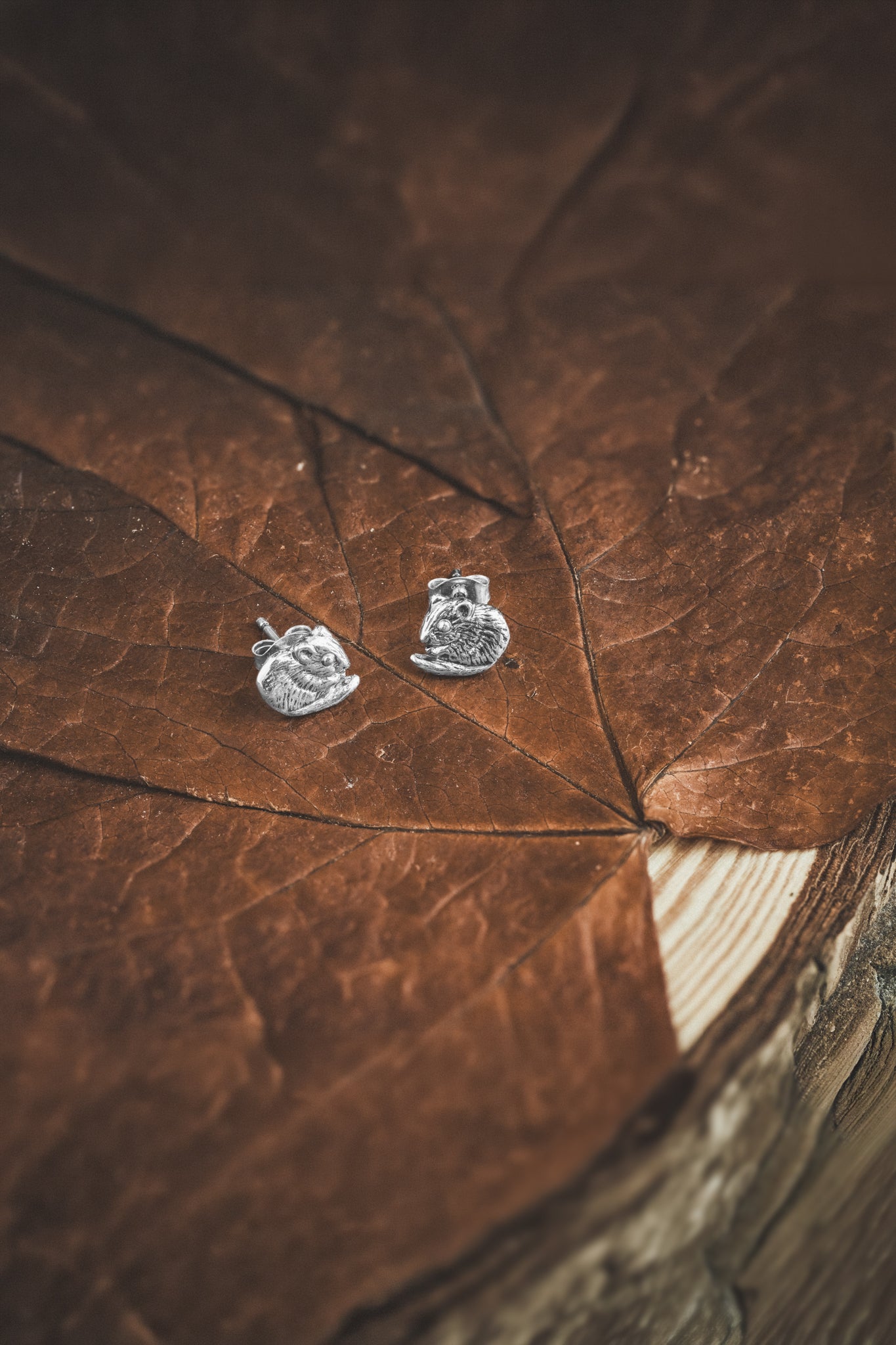 Hazel Dormouse Stud Earrings