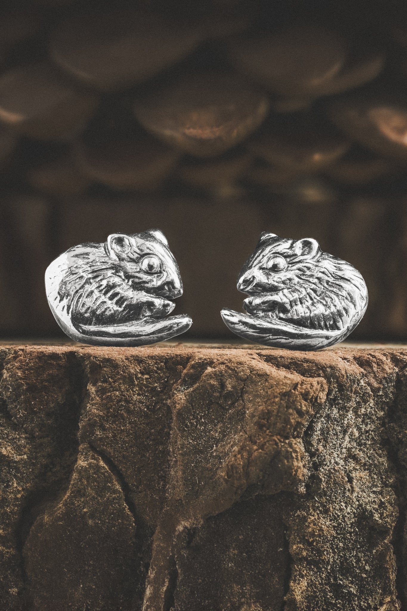 Hazel Dormouse Stud Earrings