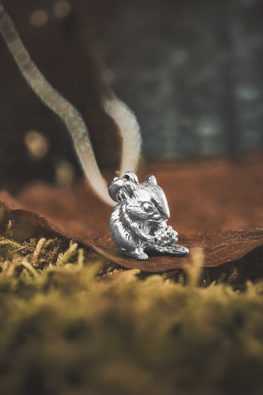 Hazel Dormouse with Berry Pendant