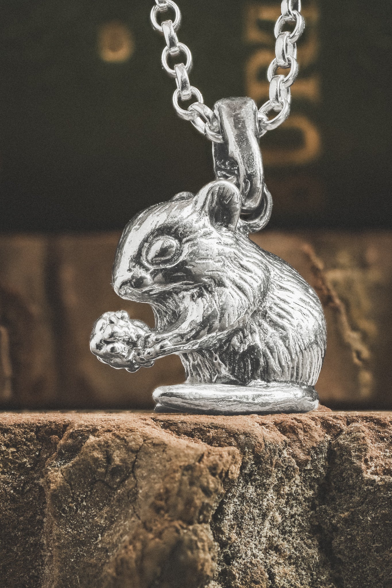 Hazel Dormouse with Berry Pendant