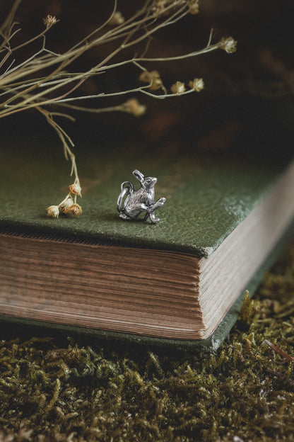 Small Silver Running Hare Charm Necklace