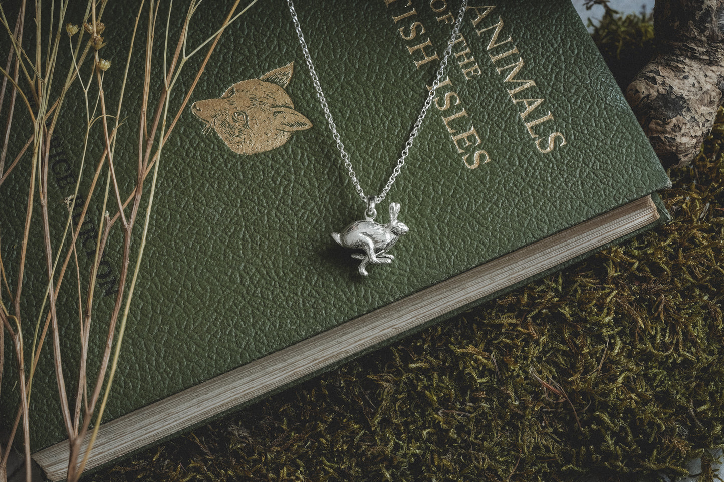 Small Silver Running Hare Charm Necklace