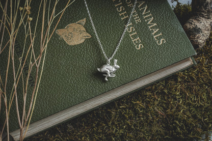 Small Silver Running Hare Charm Necklace