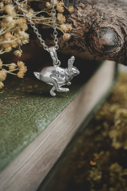 Sterling Silver Running Hare Pendant