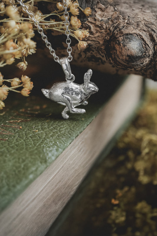 Sterling Silver Running Hare Pendant