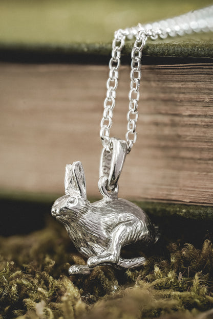 Sterling Silver Running Hare Pendant