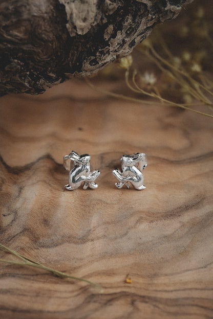 Sterling Silver Running Hare Stud Earrings