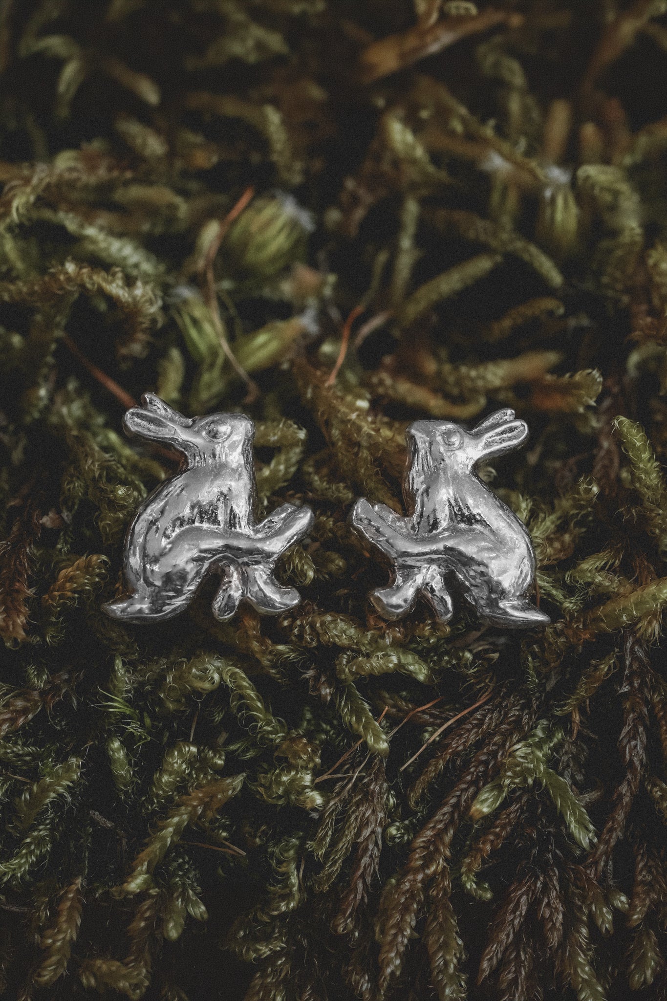 Sterling Silver Running Hare Stud Earrings