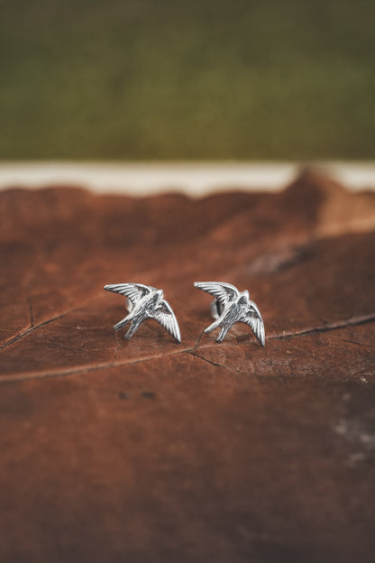 Sterling Silver Swallow Stud Earrings