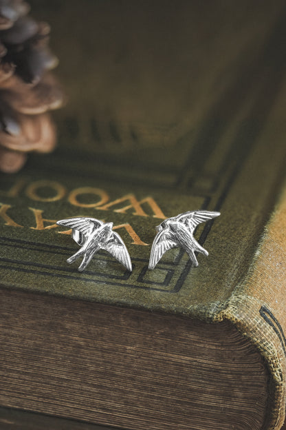 Sterling Silver Swallow Stud Earrings