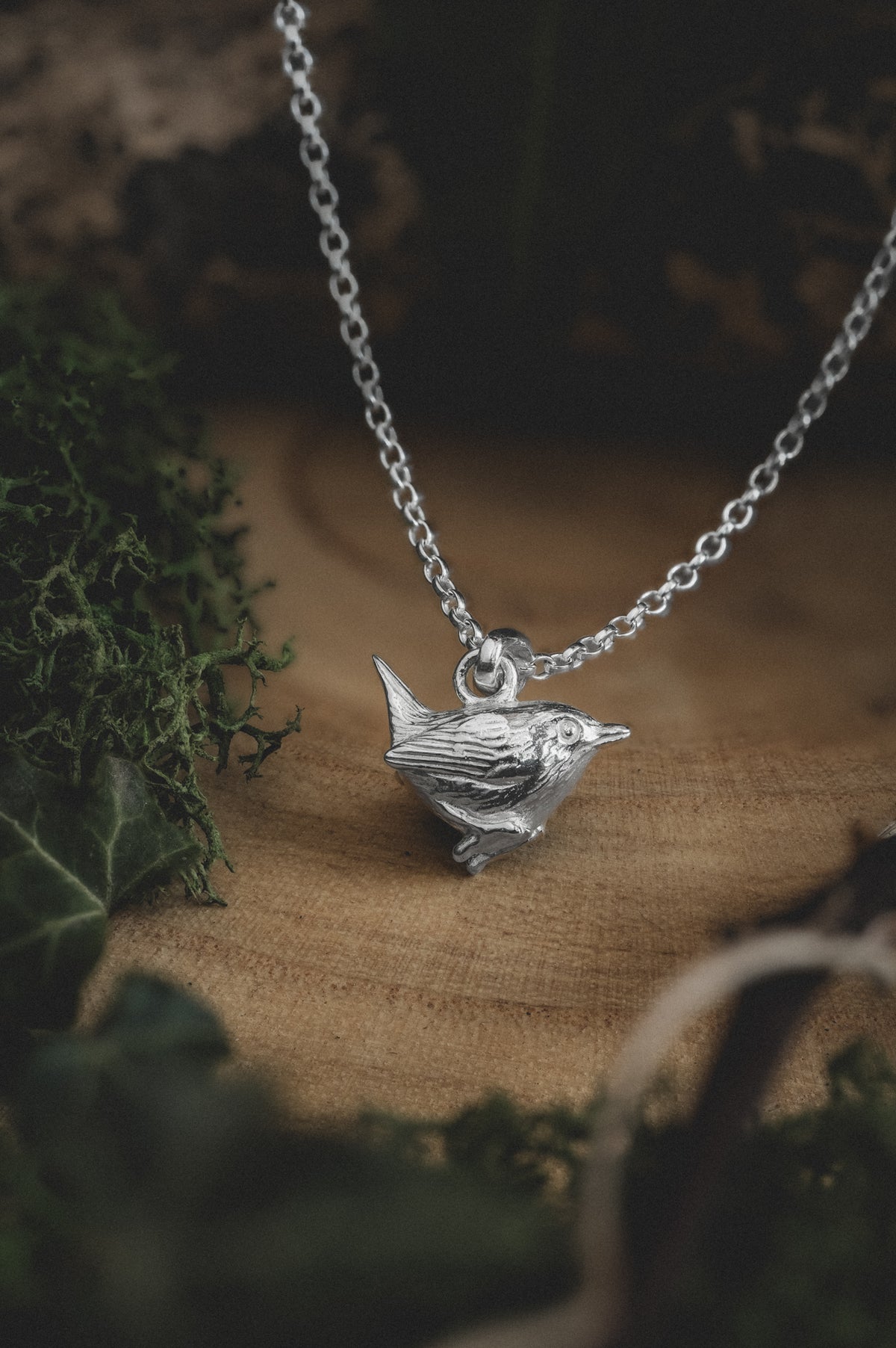 Sterling Silver Wren Pendant Necklace