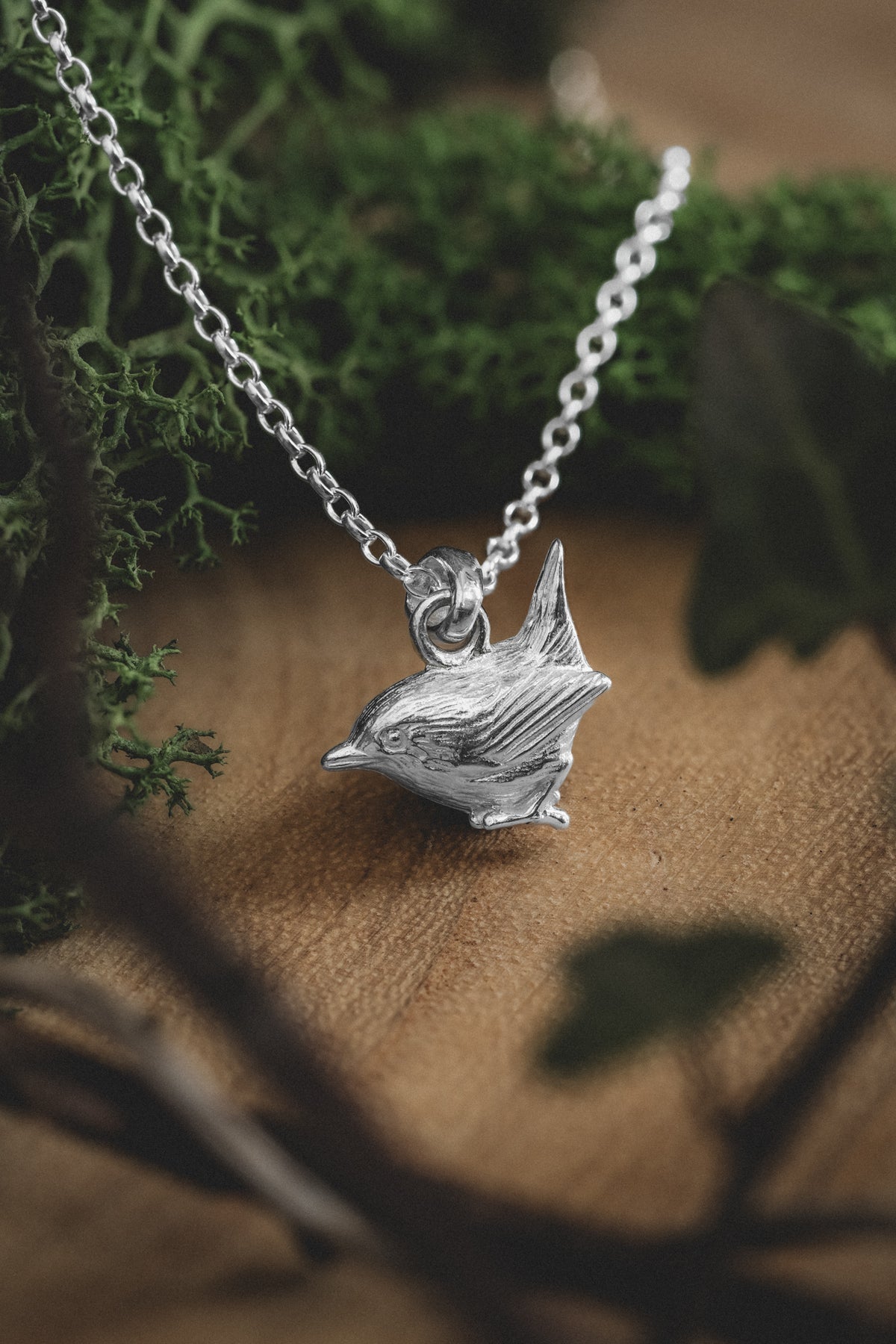 Sterling Silver Wren Pendant Necklace