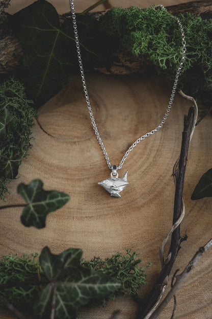 Sterling Silver Wren Pendant Necklace