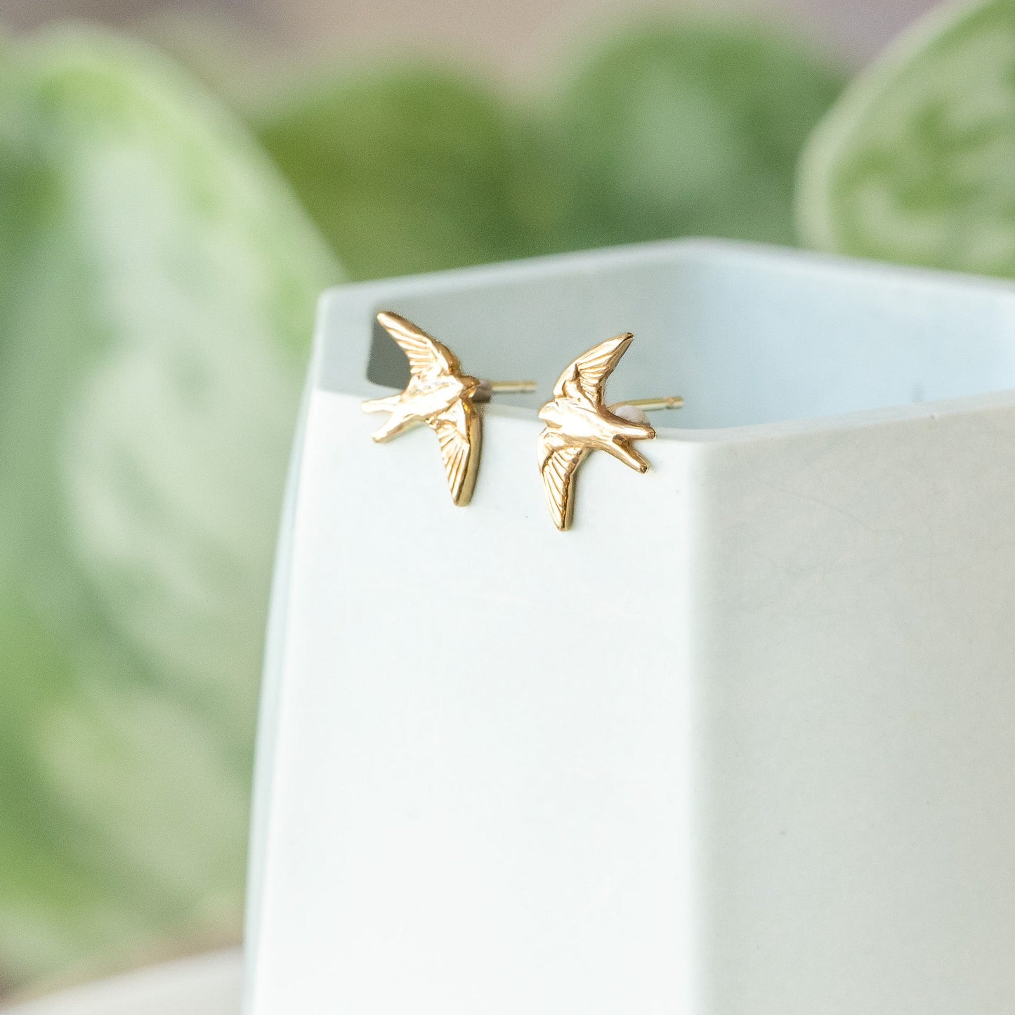 Gold Swallow Stud Earrings