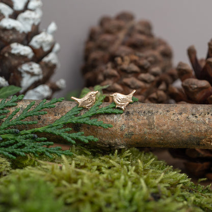 Gold Wren Stud Earrings