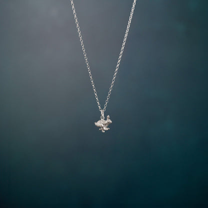 Small Silver Running Hare Charm Necklace