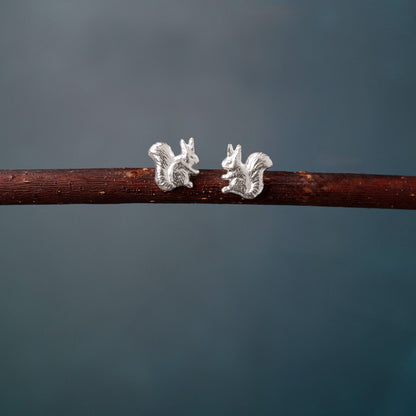 Red Squirrel Silver Stud Earrings