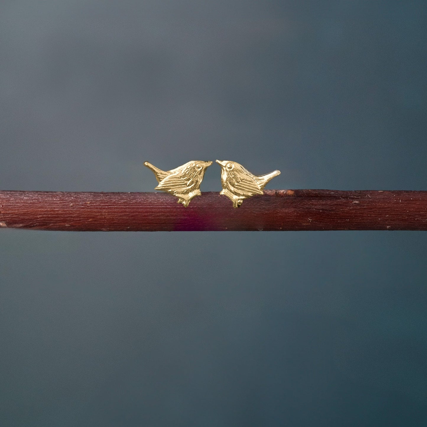 Gold Wren Stud Earrings