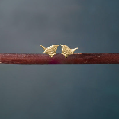 Gold Wren Stud Earrings